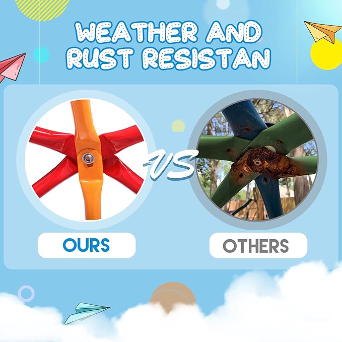 JAXPETY Climbing Dome, 7FT Outdoor Jungle Gym for Kids Ages 4-8, Toddler Monkey Bars for Backyard, Doorway Playground Climbing Structures for Toddler Climbing, Montessori Climbing Set for Dome Climber-CubbioJoy