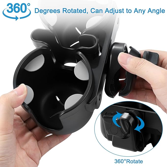 Accmor Stroller Cup Holder with Phone Holder, Universal Cup Holder for Uppababy Nuna Doona Strollers, 2-in-1 Bottle Phone Holder for Bike, Wheelchair, Walker, Scooter-CubbioJoy