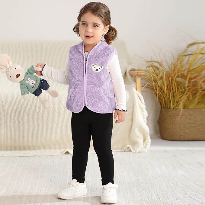 Baby Boys Girls Fleece Vest Zip Up Cute Bear Jackets Fuzzy Fall Winter Warm Clothes Newborn Outwear for Toddler Infant-CubbioJoy