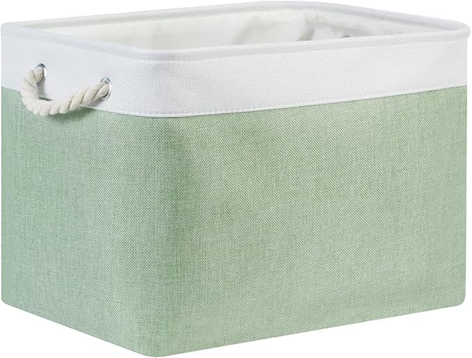 Bidtakay Baskets Fabric Closet Organizer Set of 2 Green Collapsible Storage Bins with Handles 16x12x12 in Large Decorative Tall Baskets for Shelves Nursery Baby Toys Storage Living Room Decor-CubbioJoy