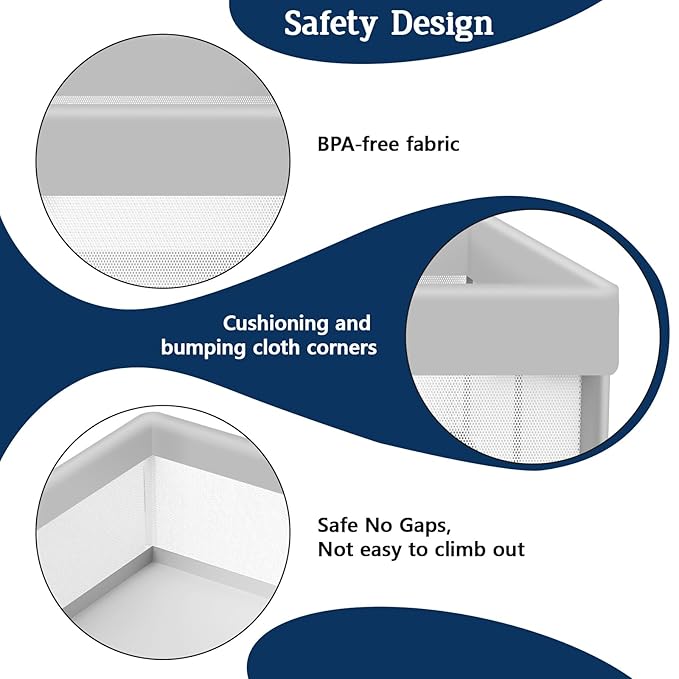 Baby Playpen 50x50 Inch, Playpen for Babies and Toddlers Baby Playpen Fence Playard Activity Center, Without MAT Included-CubbioJoy