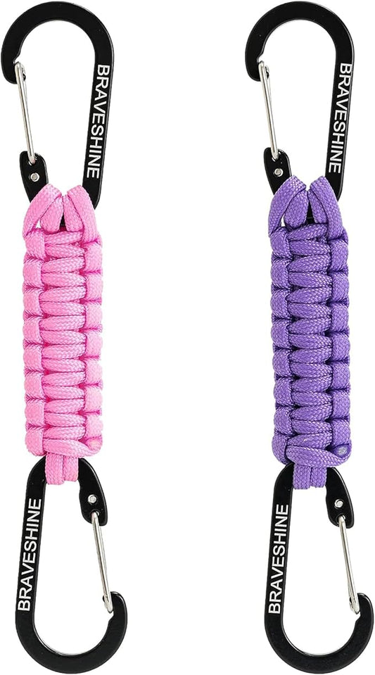 BRAVESHINE Paracord Keychain Carabiner Clip, D Ring Lanyard Hanger Stroller Hook for Water Bottle, Key, Backpacks, Men, Women-CubbioJoy