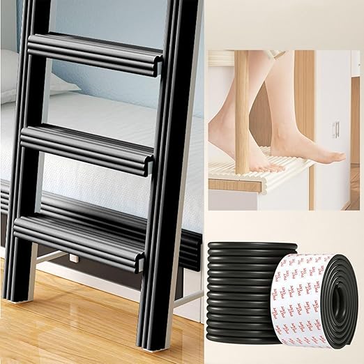 Bunk Bed Ladder Pads,Self-Adhesive Bunk Bed Ladder Cover Foam Padding,Traction Treads for Stair Steps,Soft Extra-Wide Edge Protector,Furniture 6.5 Ft Black-CubbioJoy