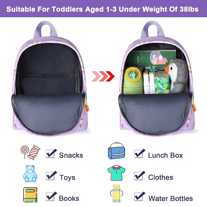 Accmor Toddler Harness Backpack Leash, Mini Unicorn Backpacks with Anti Lost Wrist Link, Cute Child Backpack Walking Leashes Keep Kids Close Rope Tether Rein for Baby Girls to Outdoor Travel-CubbioJoy