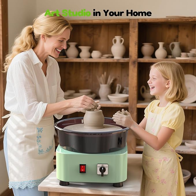 Alldeer 11-inch Pottery Wheel, 350W Electric Ceramic Forming Machine with Detachable Basin, 0-300RPM Foot Pedal Control, 19PCS Complete Clay Tool Kit for Professional Potters and Adult Crafters-CubbioJoy