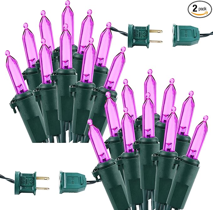 Brizled Purple Christmas Lights, 2 Pack 33ft 100 LED Christmas String Lights, 120V UL Certified Purple Halloween Light Connectable Mini Xmas Tree Light Outdoor for Halloween Xmas Party Wedding Holiday-CubbioJoy
