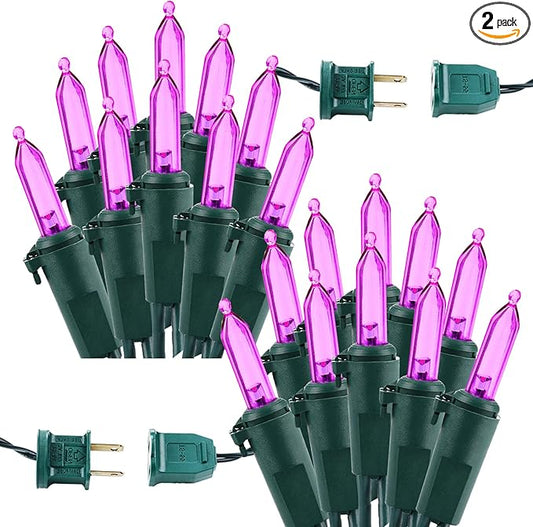 Brizled Purple Christmas Lights, 2 Pack 33ft 100 LED Christmas String Lights, 120V UL Certified Purple Halloween Light Connectable Mini Xmas Tree Light Outdoor for Halloween Xmas Party Wedding Holiday-CubbioJoy