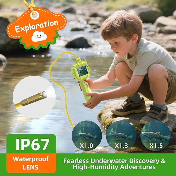 Borescope Snake Camera Endoscope with Light & Flexible Tube for Kids - Educational STEM Science Toy for Boys & Girls Ages 3-10, Birthday for Nature Exploration - Green-CubbioJoy