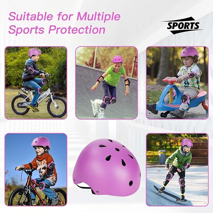 Kids Bike Helmet Set Adjustable Helmet for Ages 3-15 Kids Toddler Boys Girls Youth, Multi-Sport Bicycle Skateboarding Football Rollerskating Scooter Rollerblade Balance Bike Helmets-CubbioJoy