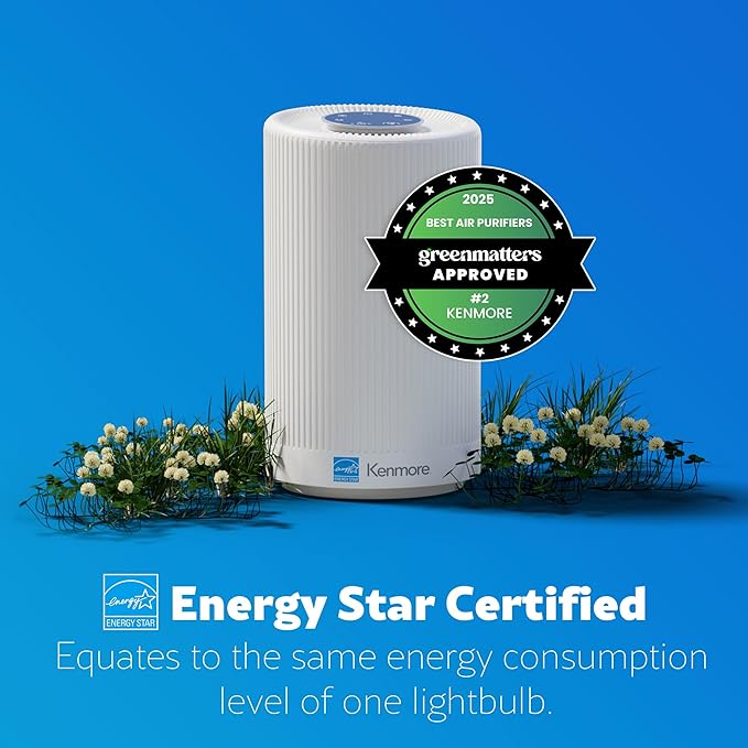 Kenmore PM1005 Air Purifier with H13 True HEPA Filter, Covers Up to 850 Sq.Foot, 25db SilentClean 3-Stage HEPA Filtration System for Office & Bedroom-CubbioJoy