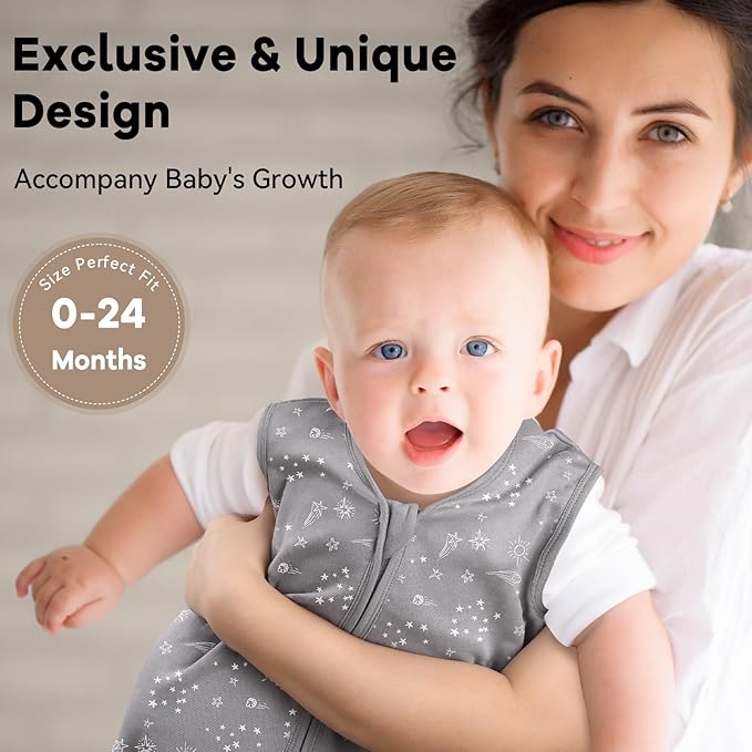 Baby Sleep Sack 6-12 Months 3 Pack 100% Cotton Lightweight 0.5 TOG Wearable Blanket Baby Sleep Bag with 2-Way Zipper for Newborn Infant-CubbioJoy