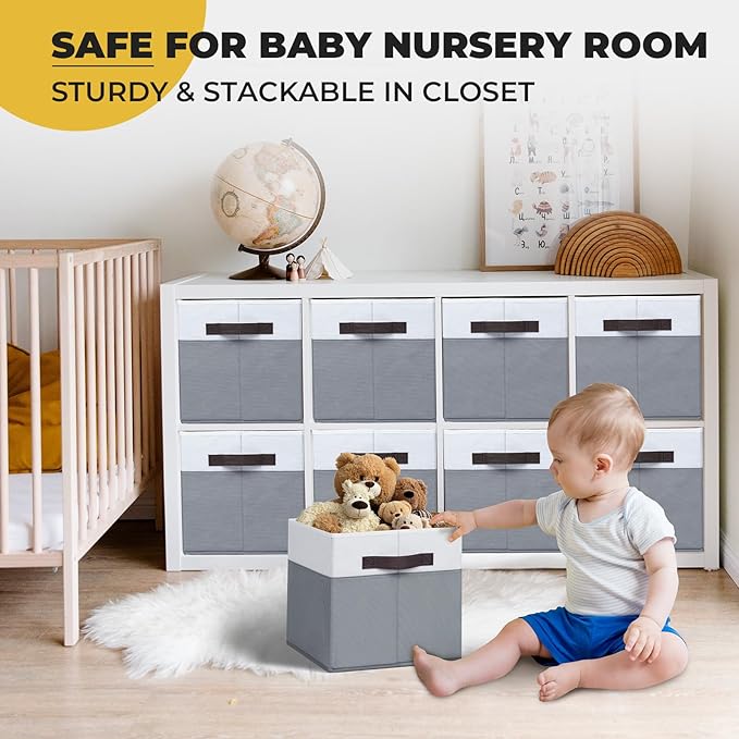 Criusia Storage Cubes -11 inch Closet Organizers and Storage Bins for Clothes -6 Pack Fabric Storage Baskets for Shelves, Cube Organizer/ Toy Storage Organizer/ Dorm Room Essentials/ HouseWarming Gift-CubbioJoy