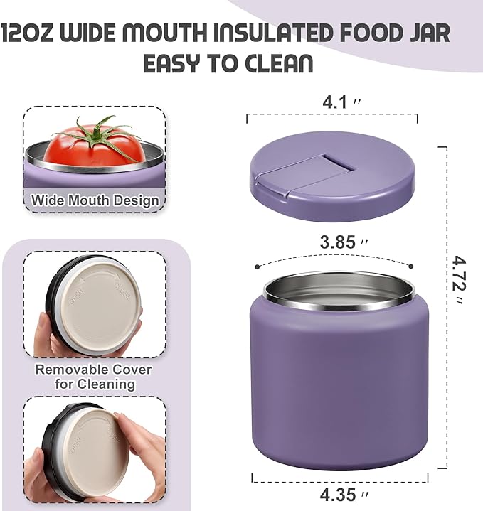 26oz Soup Thermo for Hot Food Kids with Buckle Lid Insulated Vacuum Food Jar Wide Mouth Leakproof Stainless Steel Lunch Container (Purple)-CubbioJoy