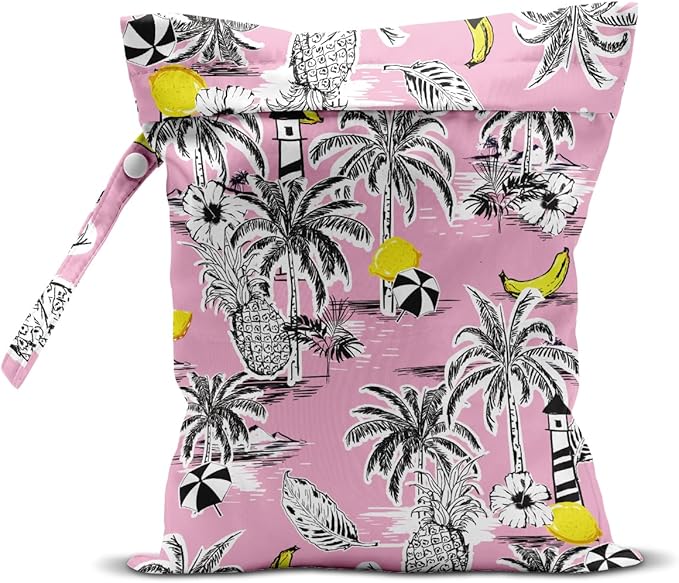 Wet Bag, Wet Dry Bag, Wet Bag for Swimsuit, Travel, Beach, Pool, Diapers, Dirty Yoga Gym Clothes, Makeup Bag, Waterproof Tropical Palm Leaves Decor Jungle Palm Leaf Favors-CubbioJoy