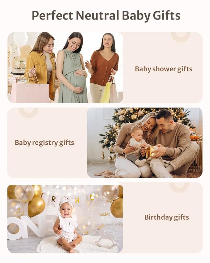 Blissful Diary Baby Play Gym & Activity Mat, 5 Developmental Zones Wooden Tummy Time Mat with 5 Detachable Sensory Toys for Motor Skills & Sensory Development, Baby Essentials Shower Gift-CubbioJoy