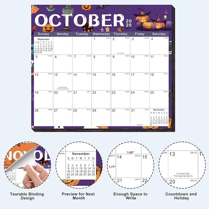 2025-2026 Magnetic Fridge Calendar 18 Monthly Magnetic Calendar for Refrigerator 2025-2026 Wall Calendar Planner Runs from July 2025 Until December 2026 Easy Organizing Markers Tearable (Festive)-CubbioJoy