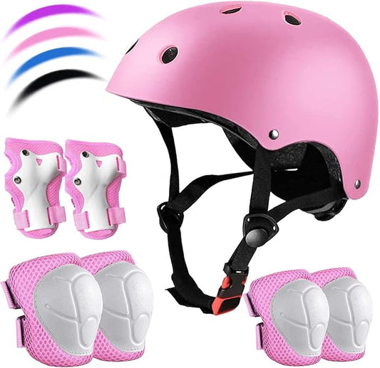 Kids Bike Helmet Set Adjustable for Children, Boys, Girls and Teenagers Aged 3-8 Years Includes Elbow, Knee, Wrist Guards Children's Helmet Protection Set for Bikes SkateboardsRollerskates-CubbioJoy