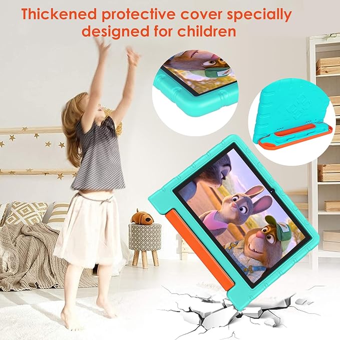 2025 Kids Tablet 10 inch Android 14 Tablets for Kid Octa-Core, 20GB+128GB (TF 1TB), Toddler Tablet with Shockproof Case, 2.4G+5G WiFi 6, Parental Control, Face Unlocked, Split Screen, BT5.0 (Green)-CubbioJoy