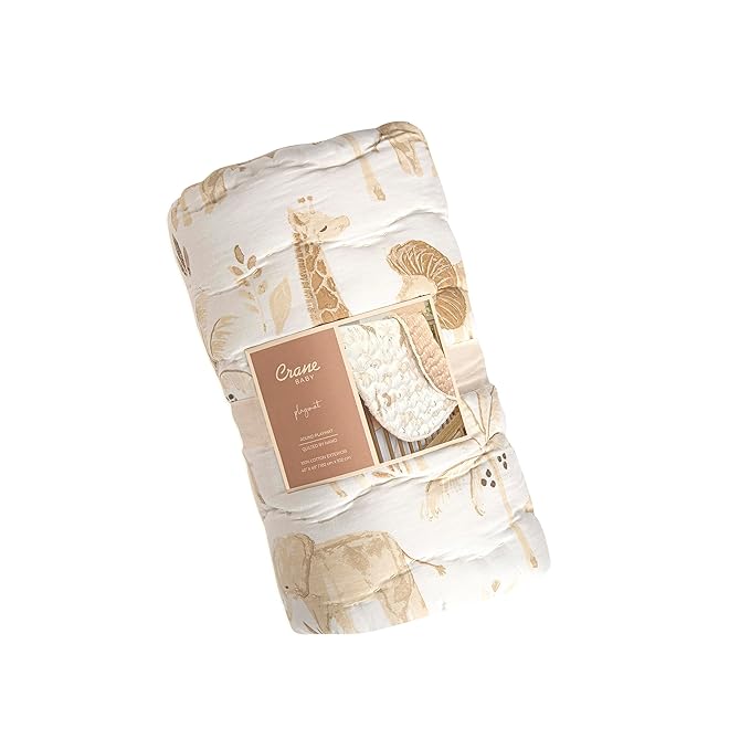 Crane Baby Safari Baby Tummy Time Activity Mat 40"X40", Reversible Floor Play Mat for Boys and Girls, Jungle Nursery Decor-CubbioJoy