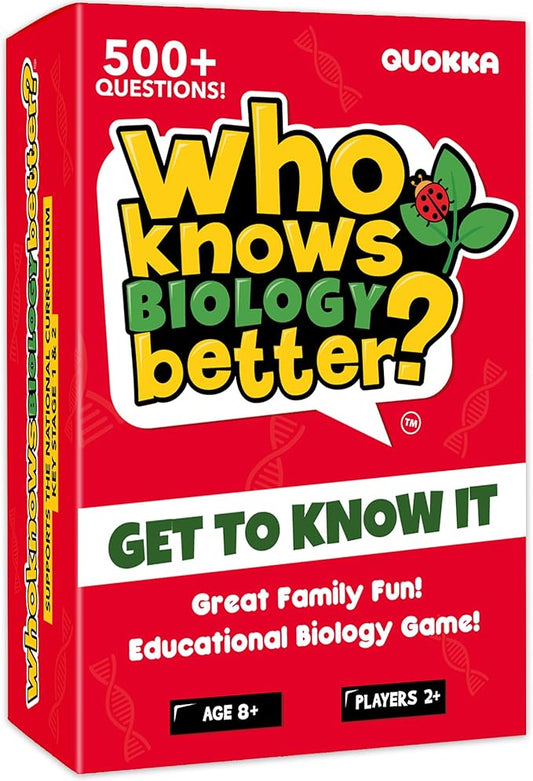 Board Games for Kids 8-12 and Family - Educational Trivia Card Game for Kids Age 8+ - Who Knows Biology Better? - 500+ Questions for Fun Learning and Family Game Night - Science Trivia for Children-CubbioJoy