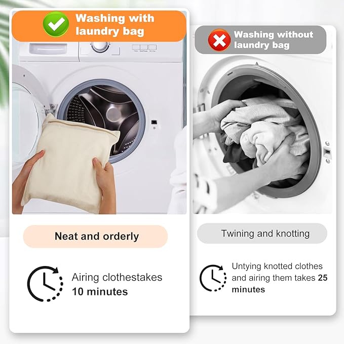 4-Piece Medium Durable Organic Cotton Mesh Laundry Bags with Sturdy Zippers and Breathable Mesh are Delicate Laundry Bags for Underwear, Clothes, Pants and Socks-CubbioJoy