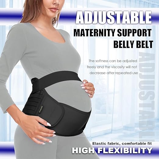 ChongErfei Maternity Belt Pregnancy Belly Band 3 in 1 Maternity Support Belt for Pregnant Back/Pelvic/Hip Pain, Maternity Band Belly Support for Pregnancy (Black, XL)-CubbioJoy