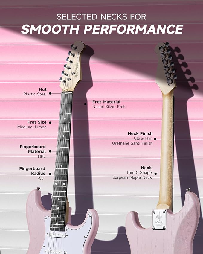 DONNER DST-80 Electric Guitar 39” Beginner Electric Guitar Kit with Amp, Classic SSS Pickup Complete with Gig Bag, Tuner, Capo, Strap, Picks, and Free Online Lessons-CubbioJoy