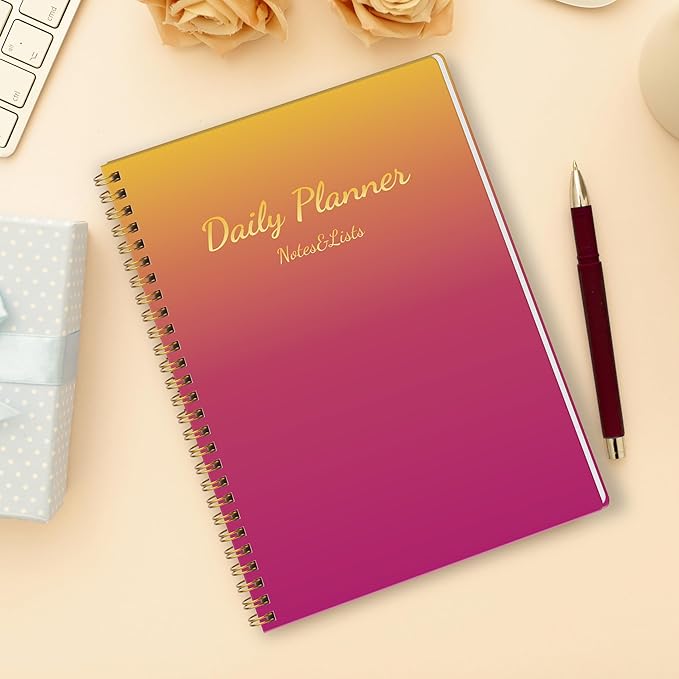 Cute Daily Planner Undated & To Do List Notebook for Work: With Hourly Schedule, 80 days Day on a Page Planner for Life Tasks - Day & Hour Agenda, Organizer Journal For Women or Men Purple-CubbioJoy
