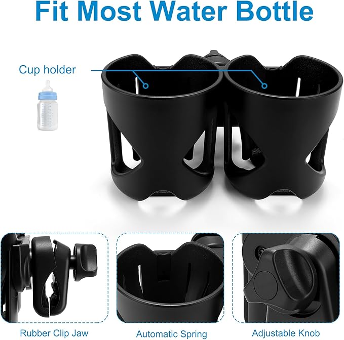 Accmor Universal Cup Holder, Stroller Cup Holder, 360° Rotatable Large Caliber Designed Bottle Holder for Stroller, Bike, Wheelchair, Walker, Scooter-CubbioJoy