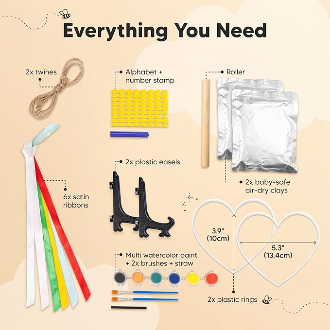 Baby Hand and Footprint Kit Keepsake - Quick-Dry Newborn Foot & Handprint Ornament Kit Boys, Girls, Personalized New Baby Gifts for New Parents, Cute Christmas & Keepsake Gifts (Duo Heart)-CubbioJoy