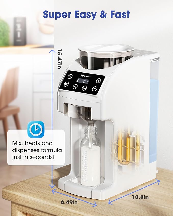 Instant Formula Maker, Fast and Customizable Formula Dispenser Machine with Accurate Temperature Control for Baby, Automatic Powder Blending for All Brands of Bottles and Formula, White-CubbioJoy