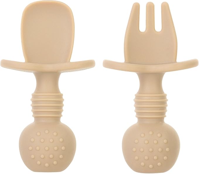 6 Pack Baby Spoons and Forks Set, Silicone First Stage Self Feeding Infant Toddler Utensils, BPA Free, Baby Led Weaning Feeding Supplies for Baby Essentials-CubbioJoy