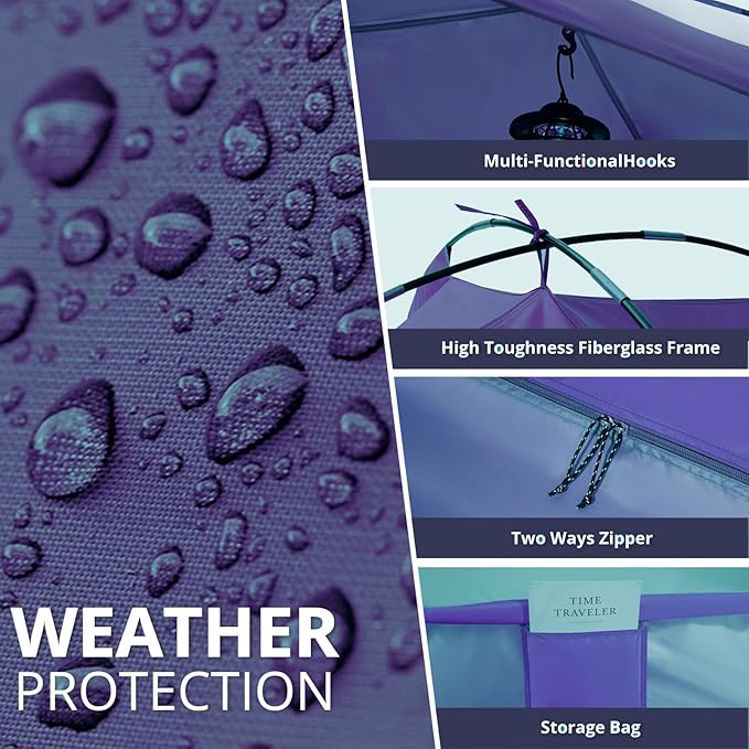 CAMEL CROWN Beach Tent UPF 50+ Sun Shelter for 2/3/5/6 Person, Lightweight Portable Sun Shade with Sand Anchor, Family Beach Day & Outdoor Adventures-CubbioJoy