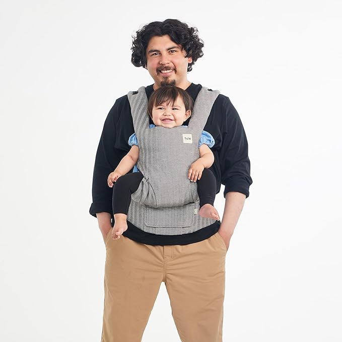 Baby Tula Explore Carriers - Breathable Baby Carrier Newborn to Toddler - Adjustable Toddler Carrier - Multiple Ergonomic Positions Front and Back - Ergonomic Fit for 7-45 lb - Linen, Ash-CubbioJoy