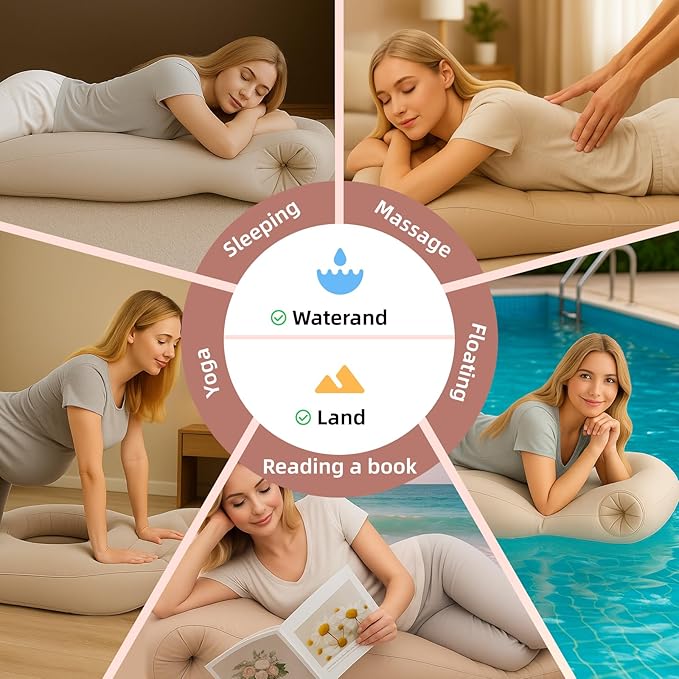 Inflatable Pregnancy Belly Mattress, Float with Abdominal Hole Full Body Inflatable Bed for Pregnant Women, The Best Pregnancy Pillow for Sleeping Prone - Relieves Back Hip Pain-CubbioJoy