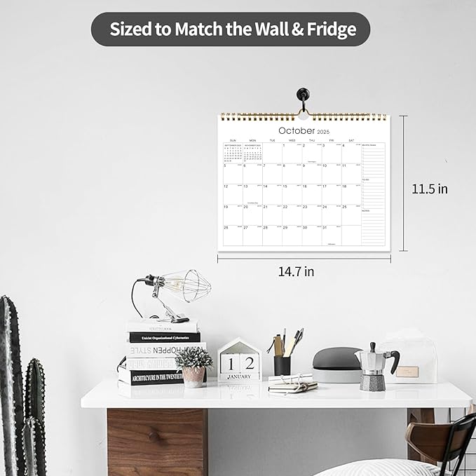 Calendar 2025-2027 22 Monthly Wall Calendar Runs from September 2025 until June 2027 Spiral Binding Hanging 11.5" x 14.7" Thick Paper with Julian Dates and Block for School Office（Simplicity）-CubbioJoy