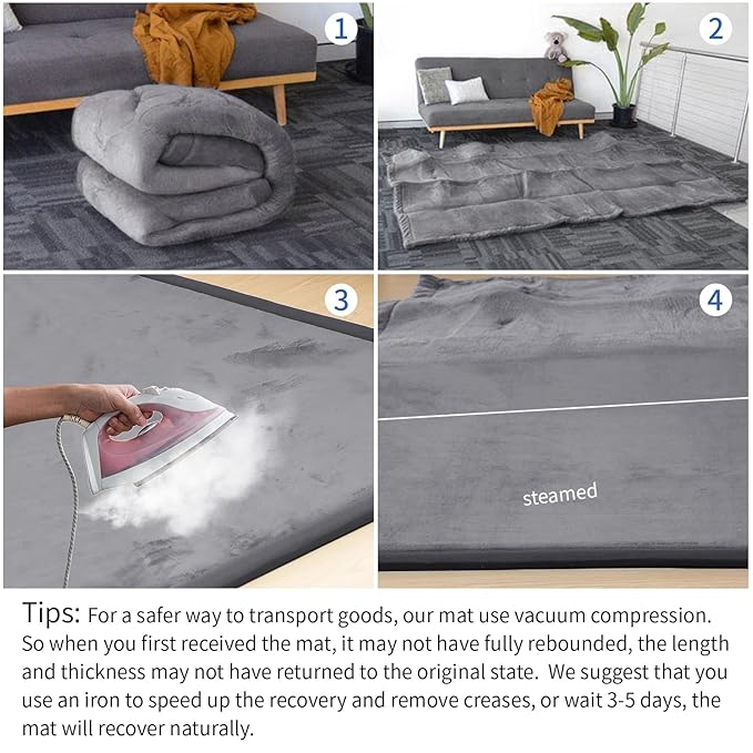 Baby Play Mat for Floor,1.3" Thick Memory Foam Tummy Time Mats,79"×118" Extra Large Non Slip Crawling Mat for Toddlers,Infants,Kids,Yoga Mat,Tatami Style for Living Room(Dark Gray)-CubbioJoy