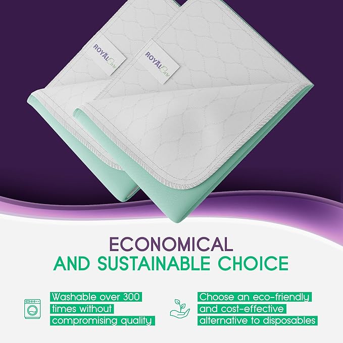 Incontinence Bed Pads - Reusable Waterproof Underpad Chair, Sofa and Mattress Protectors - Highly Absorbent, Machine Washable - for Children, Pets and Seniors (34x52 (Pack of 2), Green)-CubbioJoy