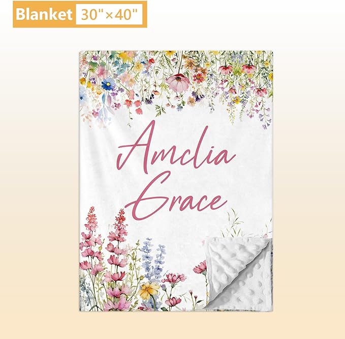 Custom Crib Bedding Set - 5 Pcs Customized Baby Crib Set with Name - Soft Double Layer Flower Nursery Baby Bedding Set for Girls Boys - Personalized for Infants Toddlers-CubbioJoy