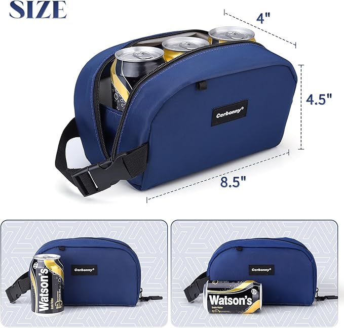 Cerbonny Reusable Lunch Bag, Freezable Insulated Cooler Bag, Leak-Proof, Portable, Navy Blue, 2.5L, 5x9x4 inches-CubbioJoy
