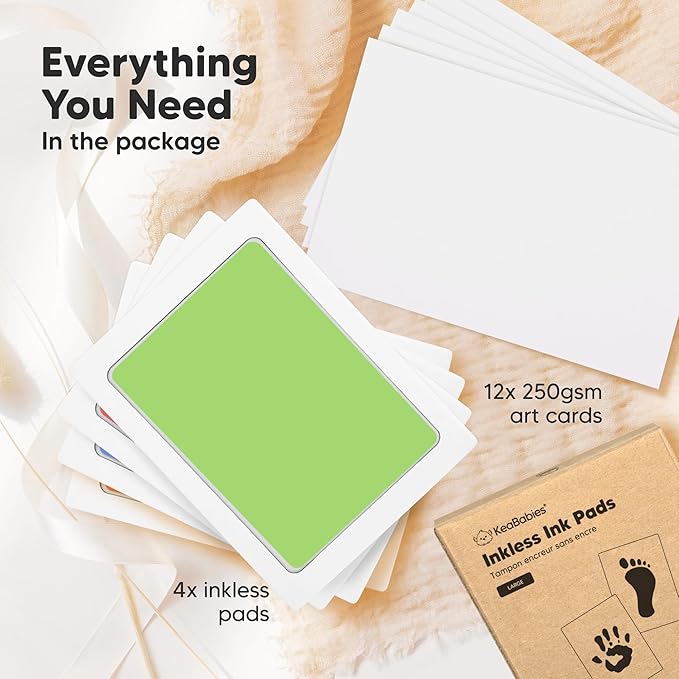 4-Pack Inkless Baby Hand and Footprint Kit - Mess Free Ink Pad for Newborn Keepsake, Dog Nose & Paw Print Kit, Clean Touch Ink Pad for Baby Hand & Footprints, Ideal New Mom Gifts (Candy, L)-CubbioJoy