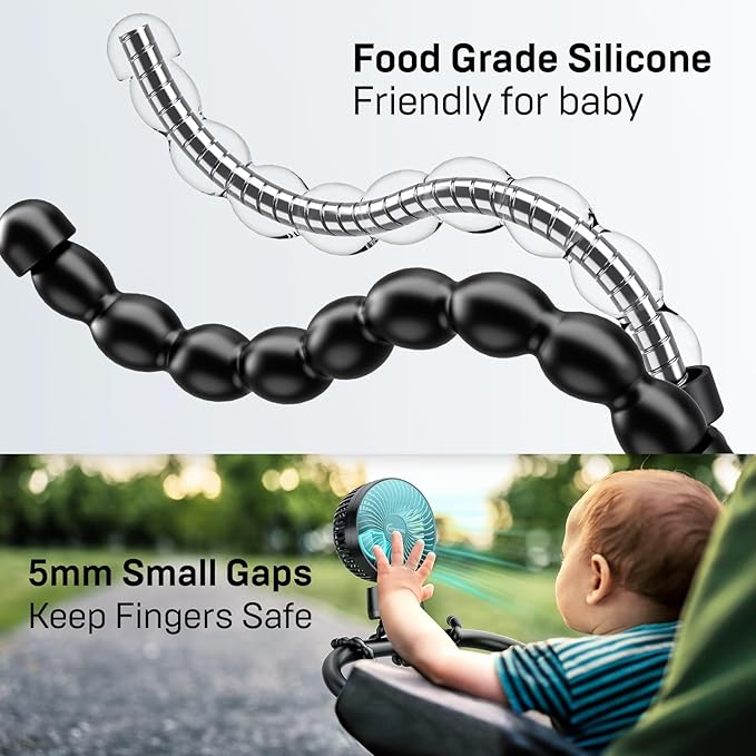 20000mAh Portable Stroller Fan, 120° Auto Oscillation, 3-IN-1 with Power Bank LED Light Detachable Flexible Tripod Rechargeable Battery Powered Clip On Fans Desk for Baby Crib Car Seat Travel-CubbioJoy