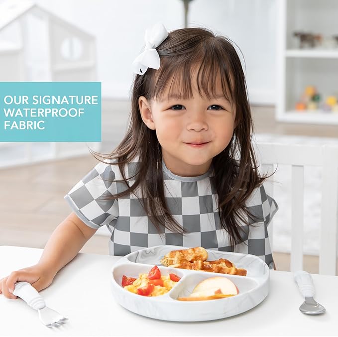 Bumkins Bibs - Toddler Bibs, Waterproof, Large for 1-3 Years, Short Sleeve-CubbioJoy