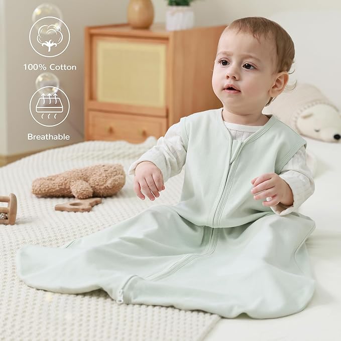 JELLYMONI Baby Sleep Sack 18-24 Months 100% Cotton Wearable Blanket, 0.5 TOG Soft Lightweight Toddler Sleeping Sack 3 Pack 2-Way Zipper Newborn Sleep Sacks-CubbioJoy