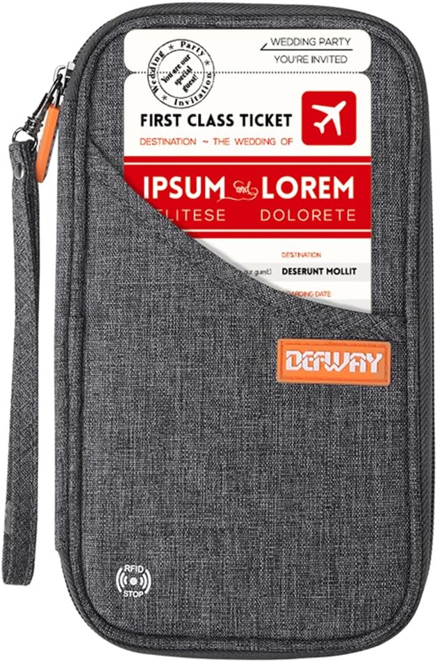 defway Passport Holder Travel Wallet - Family Passport Holder of 4, RFID Blocking Passport Wallet for Men Women, Travel Essentials for Flying, GREY-CubbioJoy