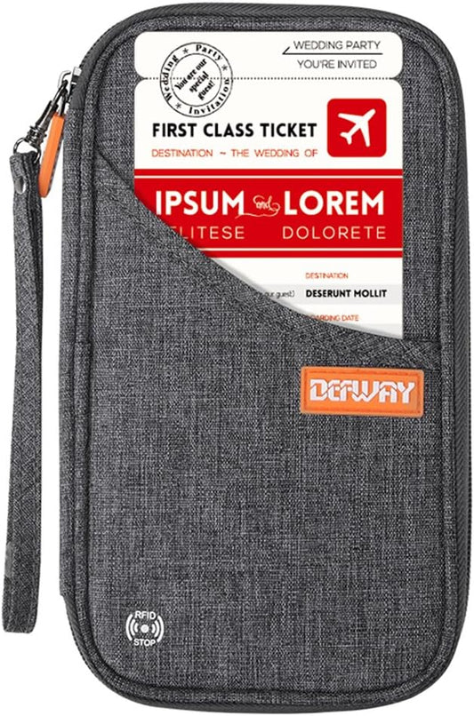 defway Passport Holder Travel Wallet - Family Passport Holder of 4, RFID Blocking Passport Wallet for Men Women, Travel Essentials for Flying, GREY-CubbioJoy