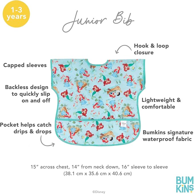 Bumkins Bibs - Toddler Bibs, Waterproof, Large for 1-3 Years, Short Sleeve-CubbioJoy