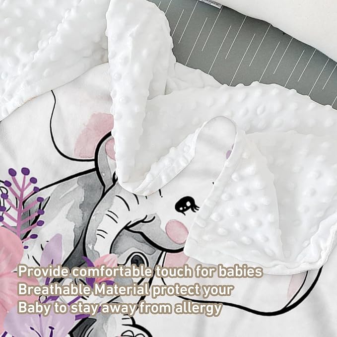 Custom Name Crib Bedding Set - Elephant Theme, Personalized Purple FlowerNursery Bedding 3-Piece Set– Soft Blanket, Fitted Sheet, Changing Pad Cover – for Newborns Girls Nursery Gifts-CubbioJoy