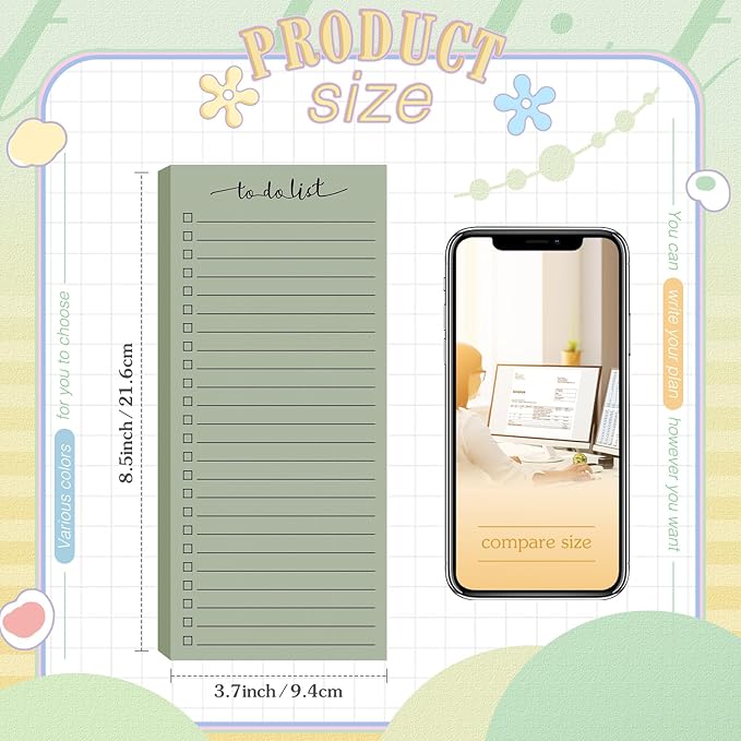 Censen 10 Pack 500 Sheets To Do List Notes Daily Checklist Notepads with 50 Sheets Each Undated Color Memo Pad Block Shopping List Pad Weekly Plan Notepad Organizer Planners(Morandi Color,Frame)-CubbioJoy