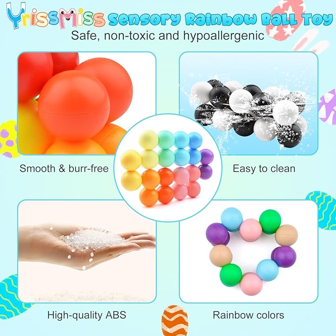 2PCS Sensory Fidget Toys for Adults Kids Teens, Easter Basket Egg Stuffers for Toddlers Boys Girls,Easter Present for Kids,Stress Balls ADHD Tools Autism Toys ,Travel Toys for Ages 5-7 8-13(I)-CubbioJoy